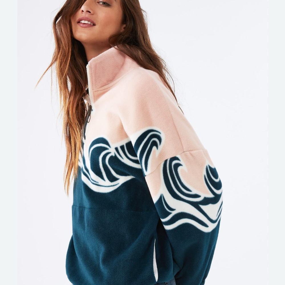 O'Neill Pink and Blue Wave Sweater